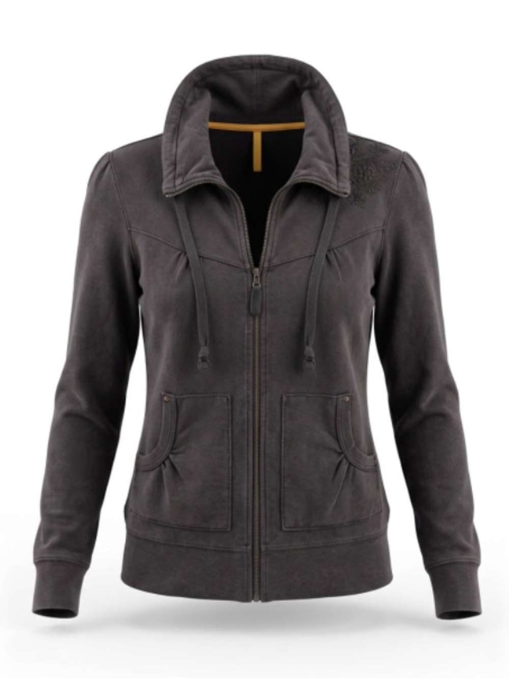 Lolë Women's Gray Full-Zip Hoodie Sweatshirt Size Small Cotton